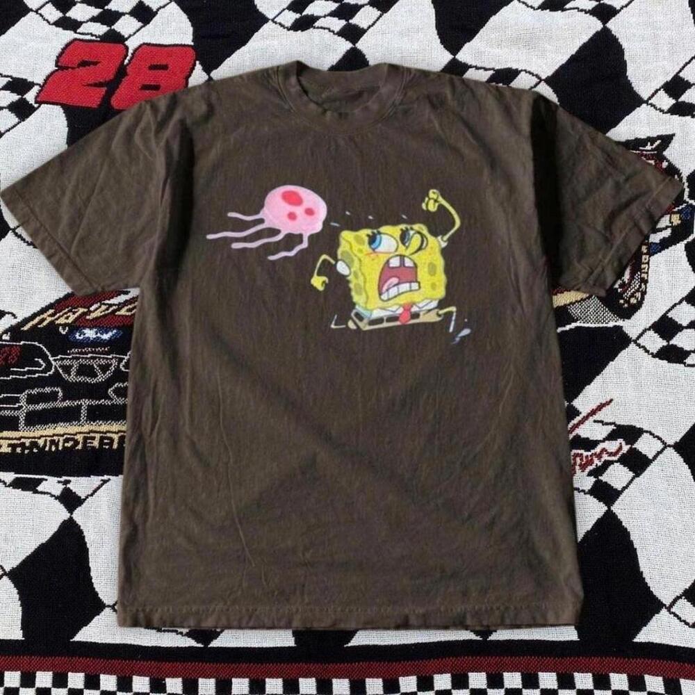 Gildan Men Brown T-Shirt, Brown Spongebob Squarepants Cotton T-Shirt